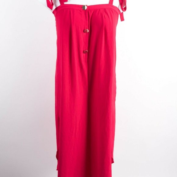Zara Womens Flowy Jumpsuit M Red With Straps - Picture 2 of 7